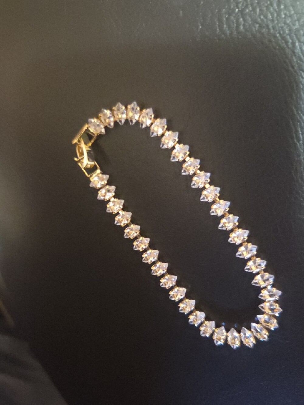 Gold Crystal Tennis Bracelet - Women's Jewelry - Picture 4 of 6